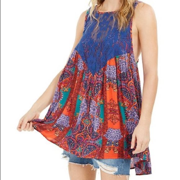 Free People Tops - Free People Womens Count Me In Flowy Floral Boho Trapeze Top Small